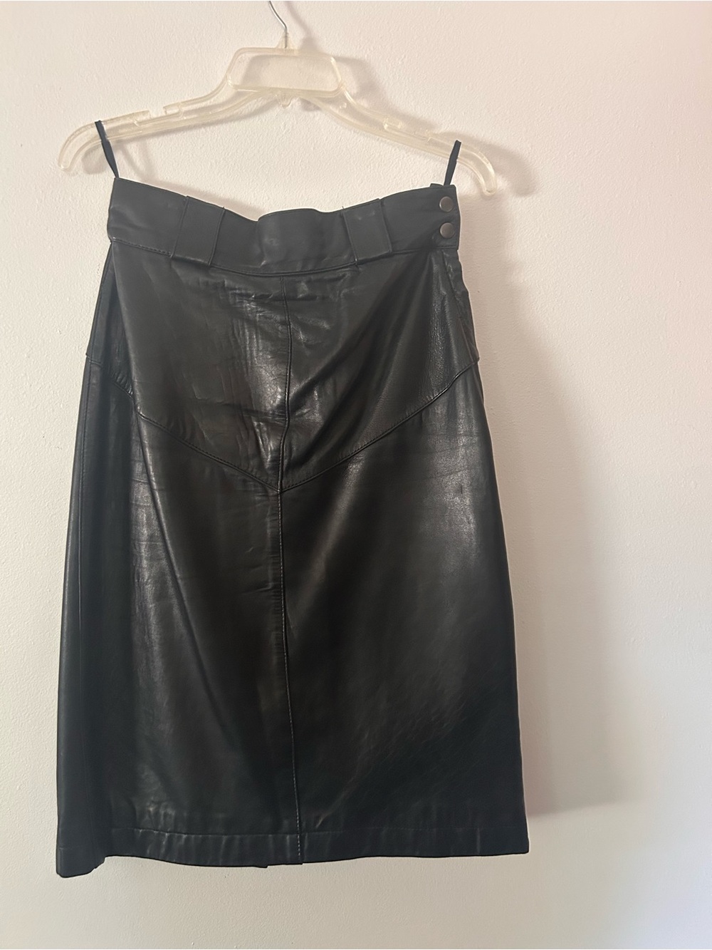 Black Leather Pencil Skirt - Women